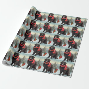 Newfoundland Dog in Snow Christmas Wrapping Paper