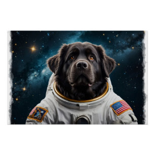 Newfoundland Dog  in Space Poster
