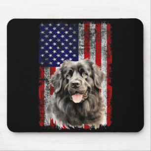 Newfoundland Dog Lover Flag 4th of July Patriotic Mouse Mat