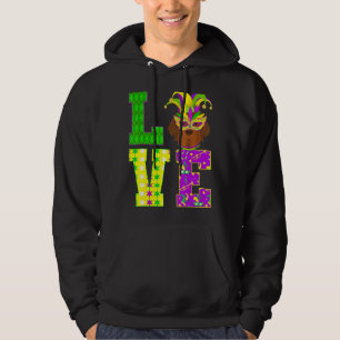 Newfoundland Dog Lover I Love Mardi Gras Costume M Hoodie