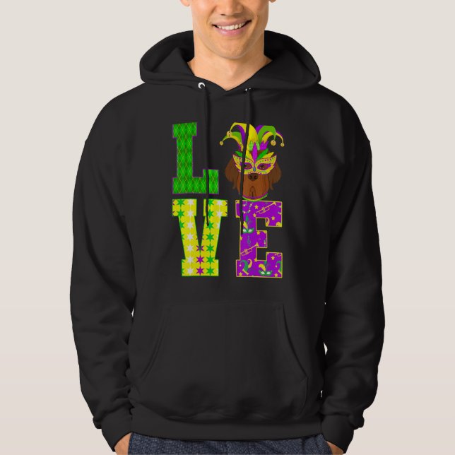 Newfoundland Dog Lover I Love Mardi Gras Costume M Hoodie (Front)