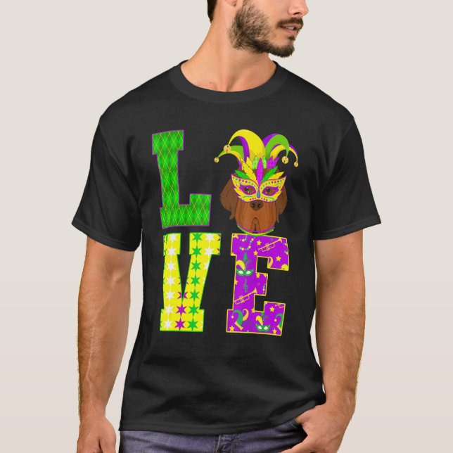 Newfoundland Dog Lover I Love Mardi Gras Costume M T-Shirt (Front)