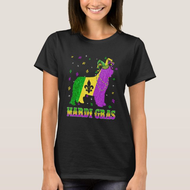Newfoundland Dog Mardi Gras Carnival Jester Beads T-Shirt (Front)