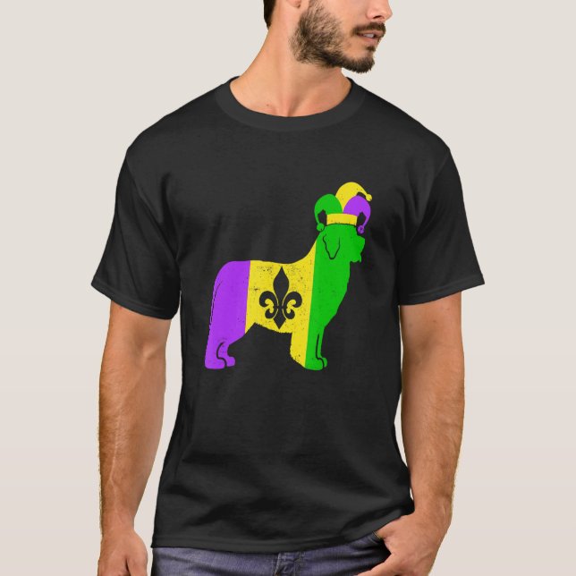 Newfoundland Dog Mardi Gras Carnivals Funny Puppy  T-Shirt (Front)