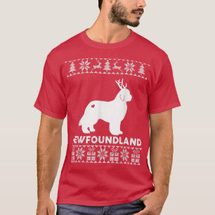 Newfoundland Dog Pet Lover Reindeer Ugly Christmas T-Shirt