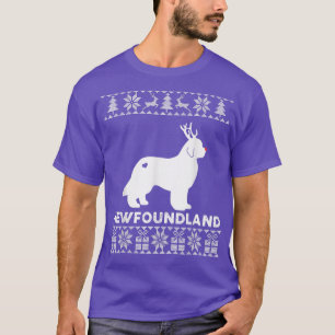 Newfoundland Dog Pet Lover Reindeer Ugly Christmas T-Shirt