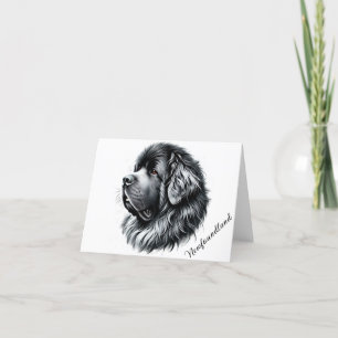 Newfoundland Dog Profile Folded Note Card