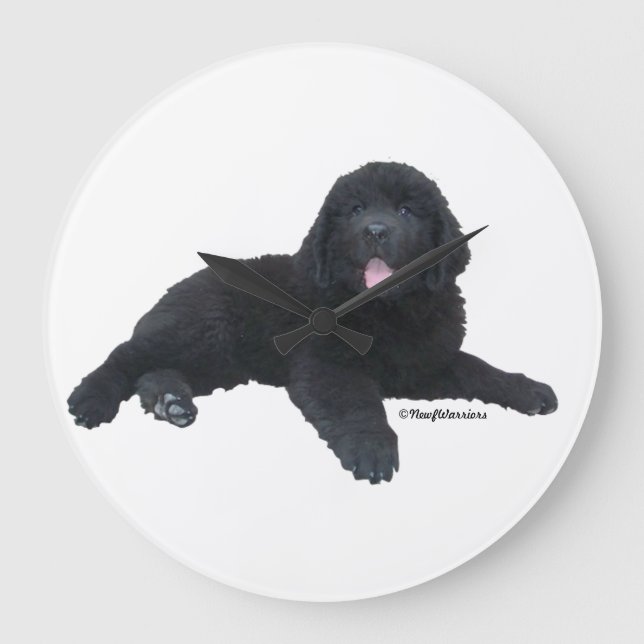 Newfoundland Dog Puppy Wall Clock (Front)