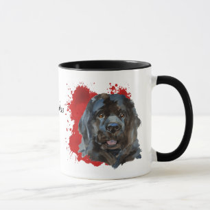 Newfoundland Dog Red Abstract Background Mug