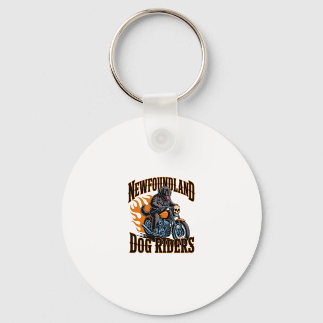 Newfoundland Dog Rider Key Ring (Front)