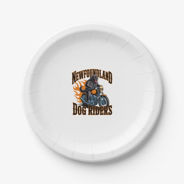 Newfoundland Dog Rider Paper Plate (Front)