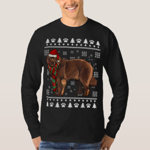 Newfoundland Dog Santa Hat Xmas Ugly Christmas T-Shirt