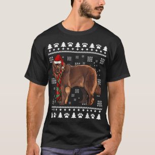 Newfoundland Dog Santa Hat Xmas Ugly Christmas T-Shirt