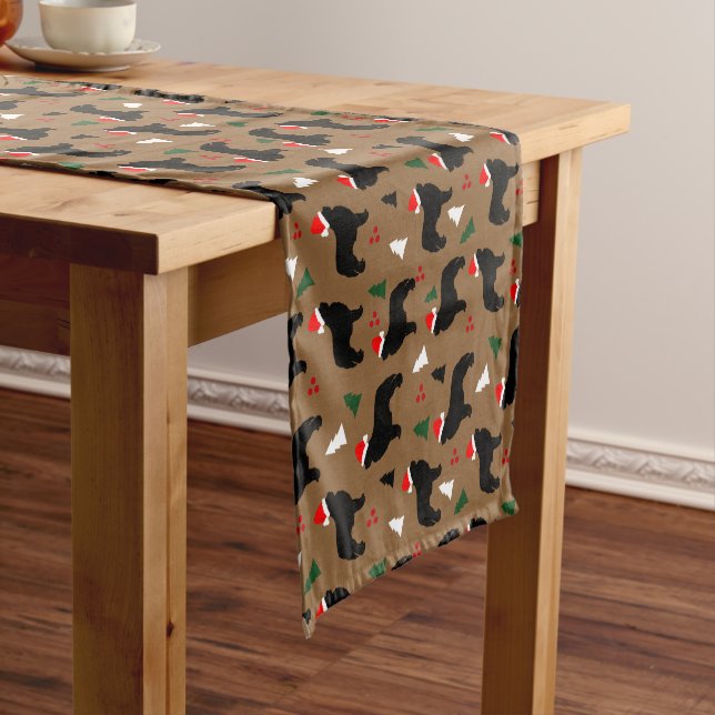 Newfoundland Dog Santa Hats Christmas Holiday  Short Table Runner (In Situ)