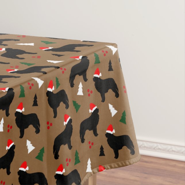 Newfoundland Dog Santa Hats Christmas Holiday   Tablecloth (In Situ)