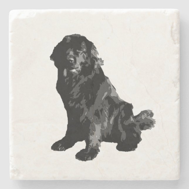 Newfoundland dog Schwarz Stone Coaster (Front)