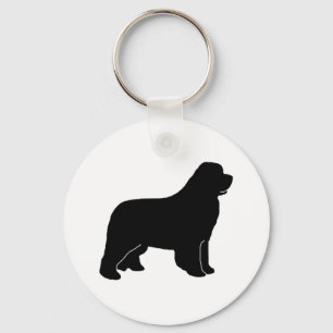 Newfoundland dog silhouette key ring