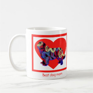 Newfoundland Dog Silhouette Valentines Day Heart Coffee Mug