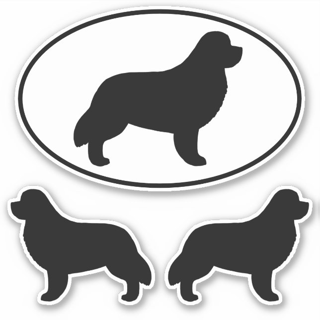 Newfoundland Dog Silhouettes Newf Vinyl Stickers (Front)