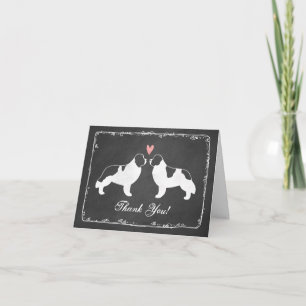 Newfoundland Dog Silhouettes Wedding Thank You Card