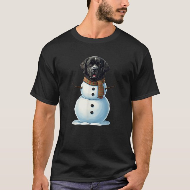 Newfoundland Dog Snowman Scarf Christmas Womens Me T-Shirt (Front)