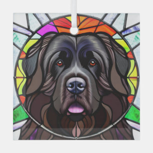 Newfoundland Dog "Stained Glass"  Glass Tree Decoration