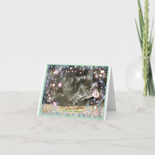 Newfoundland Dog Taste the magic Card (Front)