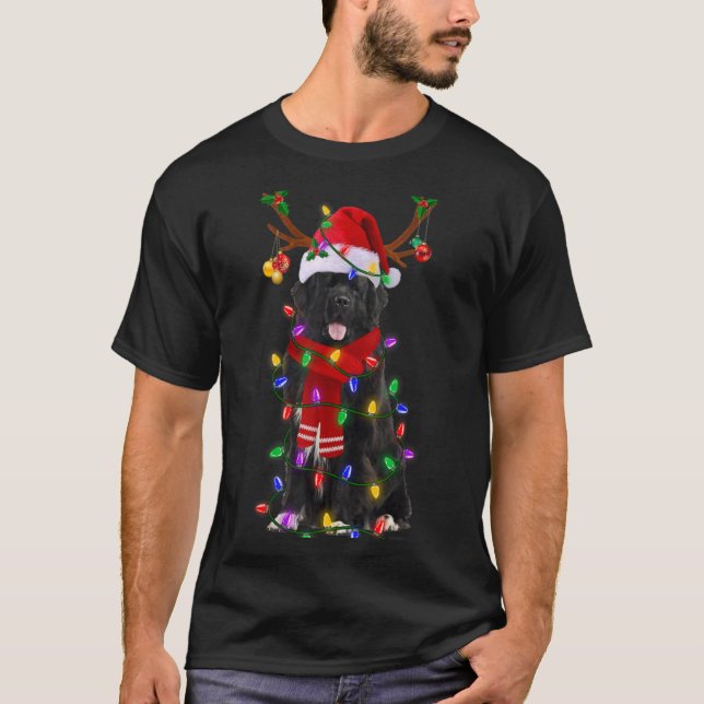 Newfoundland Dog Tree Christmas Lights Xmas Pajama T-Shirt (Front)