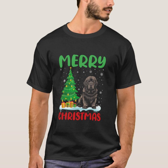 Newfoundland Dog Tree Xmas Sweater Men Women Ugly  (Front)