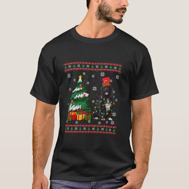 Newfoundland Dog Ugly Sweater Christmas Light Xmas (Front)