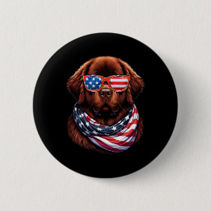 Newfoundland Dog Usa Flag American Patriotic Dog 4 6 Cm Round Badge