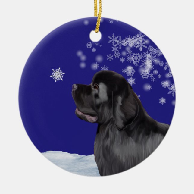 Newfoundland Dog Winter Wonderland Ornament (Front)
