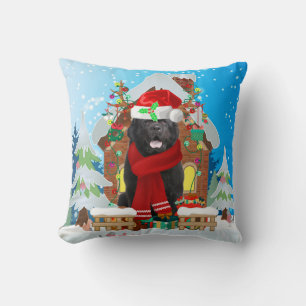 Newfoundland dog with Christmas gifts Cushion