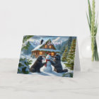 Newfoundland Dogs Building a Snowman Card