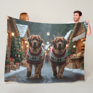 Newfoundland Dogs Christmas Snow Holiday Fleece Blanket