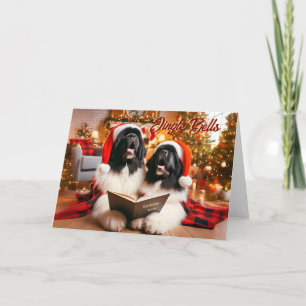 Newfoundland Dogs Singing Christmas Card