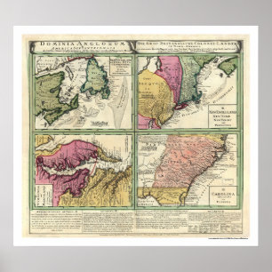 Newfoundland & East Coast Map 1760 Poster