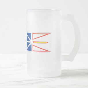NEWFOUNDLAND FLAG FROSTED GLASS BEER MUG