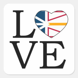 Newfoundland Flag Love Word Art Square Sticker