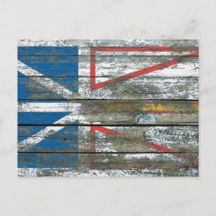 Newfoundland Flag on Rough Wood Boards Effect Postcard