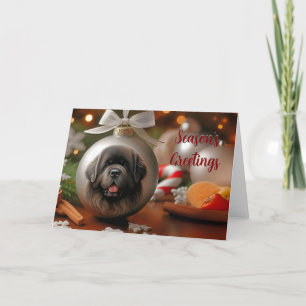 Newfoundland Grey Head Ornament Christmas Card