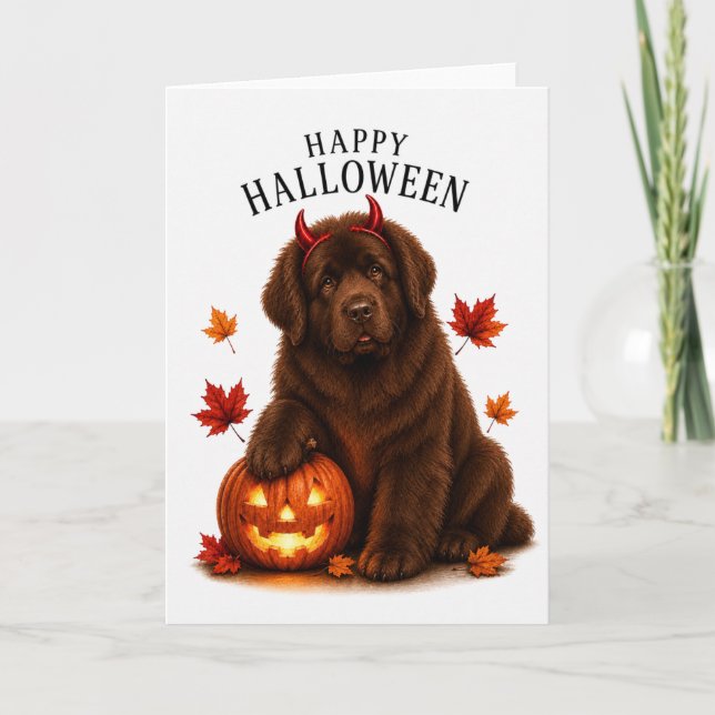 Newfoundland Halloween Devil Dog Card (Front)