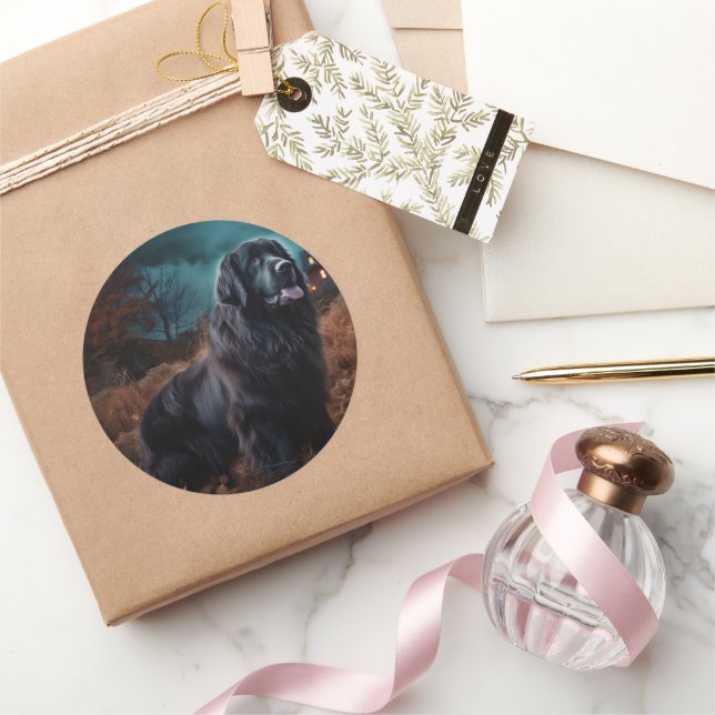 Newfoundland Halloween Scary  Classic Round Sticker (Gifting)