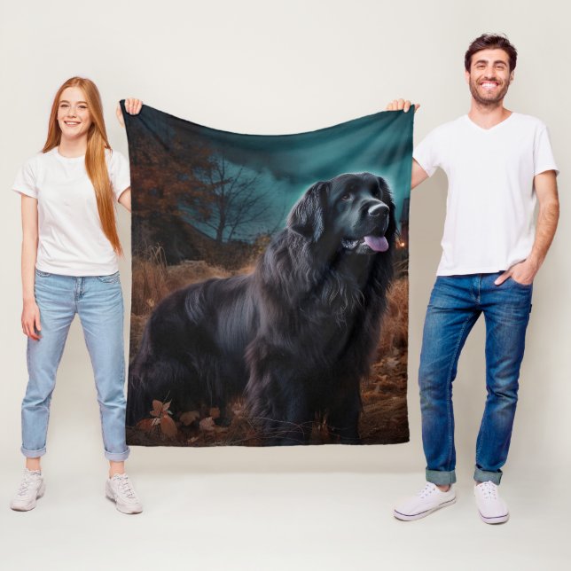 Newfoundland Halloween Scary  Fleece Blanket (In Situ)