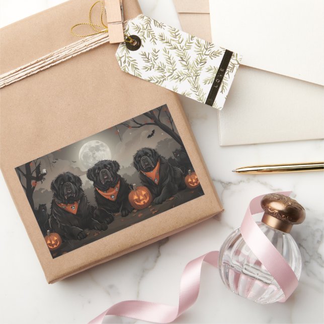 Newfoundland Halloween Spooky Rectangular Sticker (Gifting)