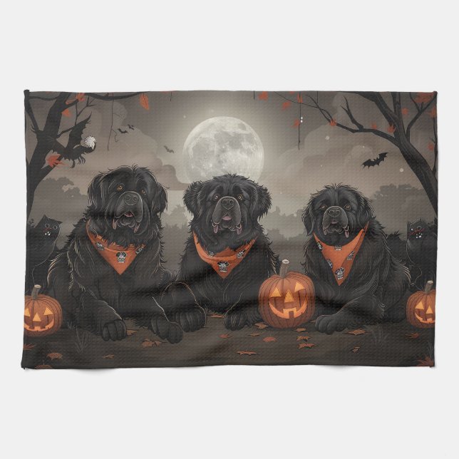 Newfoundland Halloween Spooky Tea Towel (Horizontal)