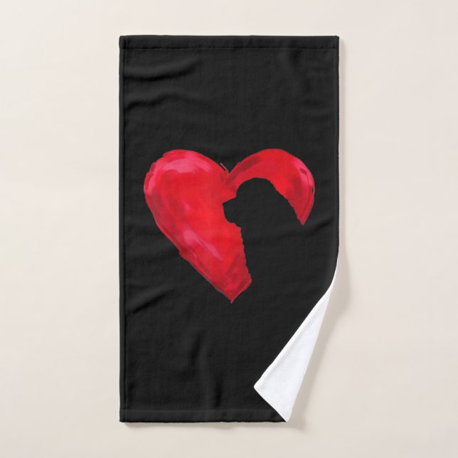 Newfoundland heart |silhouette valentines day gift hand towel (Hand Towel)