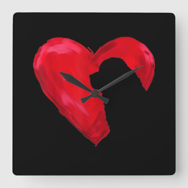 Newfoundland heart | valentines day dog gift square wall clock (Front)