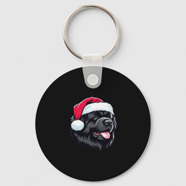 Newfoundland in a Santa Hat Classic T-Shirt Key Ring (Front)