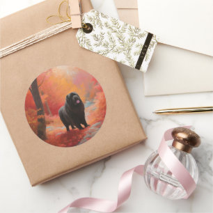 Newfoundland in Autumn Leaves Fall Inspire  Classic Round Sticker